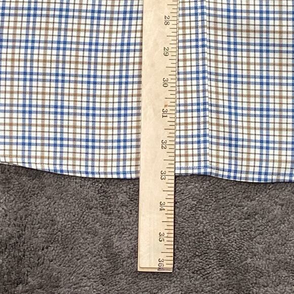 Jos. A. Bank Men's XLarge TravelerBlue Tan Plaid Long Sleeve Button Down Shirt - Picture 9 of 12